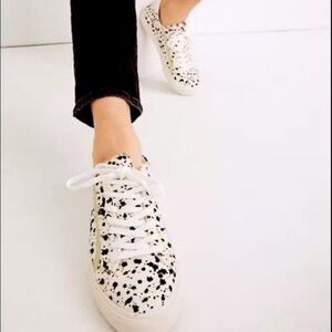 Madewell Sidewalk Low-Top Sneakers in Spatter-Painted Calf Hair MD436 Size